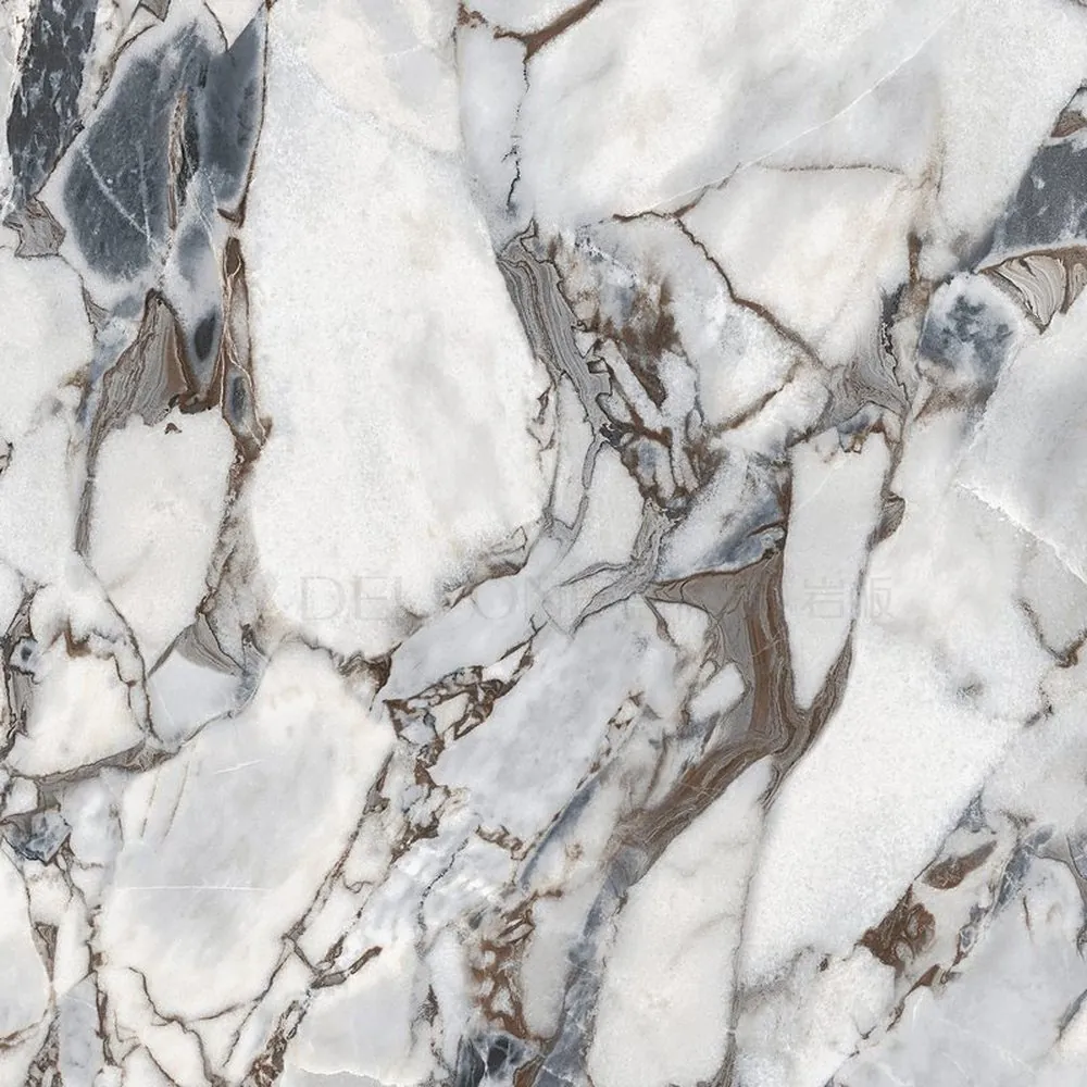 Bulgari Mocha porcelain slab, brown-grey breccia
